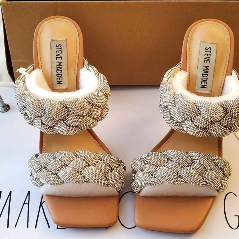 Steve Madden Braided Rhinestone Strappy Heels